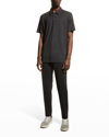 Theory Double Layered Johnny Collar Polo Shirt In Black Multi