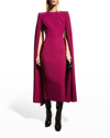 ALEX PERRY KENNEDY PLEATED CAPE-SLEEVE MIDI DRESS,PROD246510107