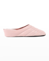 Jacques Levine Quilted Leather Wedge Slippers In Pink