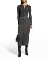Tory Burch Black Metallic-weave Wool-blend Midi Skirt In Black