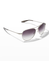 Barton Perreira Lovitt Metal Aviator Sunglasses In Silver
