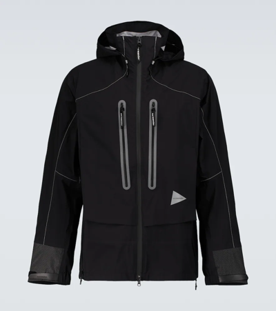 And Wander Pertex Shield Technical-shell Hooded Rain Jacket In Black