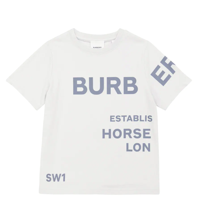 Burberry Kids' Horseferry Logo棉质t恤 In Light Blue