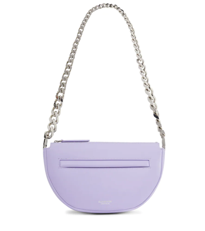 Burberry Olympia Mini Leather Shoulder Bag In Purple