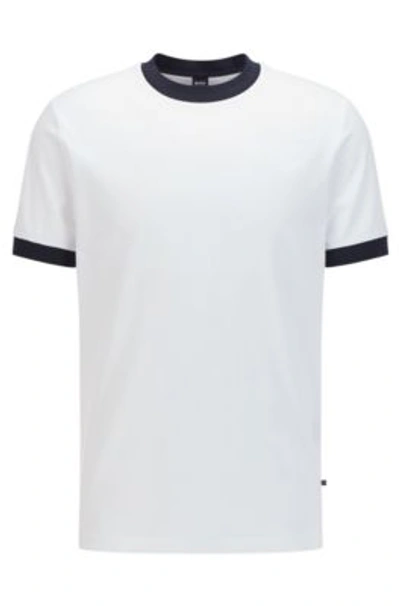 Hugo Boss Regular Fit T Shirt In Moisture Wicking Stretch Cotton In White