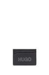 HUGO LEATHER CARD HOLDER WITH OUTLINE LOGO