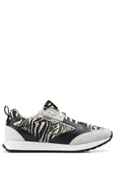 Hugo Zebra Print Trainers In Mixed Materials In Patterned