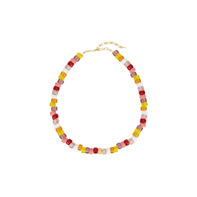 Anni Lu Poolside Tipsy 18ct Yellow Gold-plated Brass And Beaded Necklace In Multi
