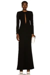 MONOT FRONT CUTOUT LONG SLEEVE MAXI DRESS,MNOX-WD6