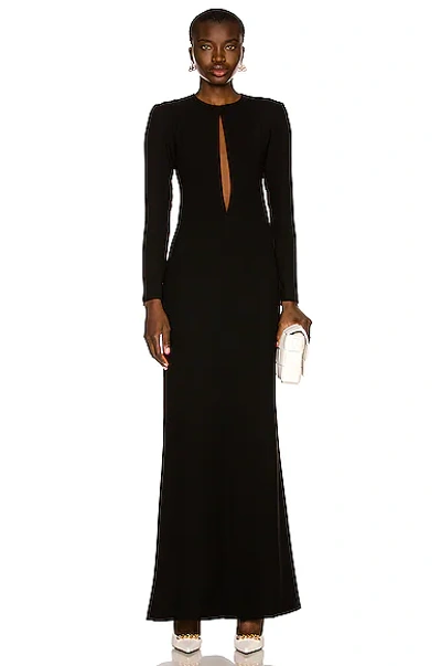 Monot Front Cutout Long Sleeve Maxi Dress In Black
