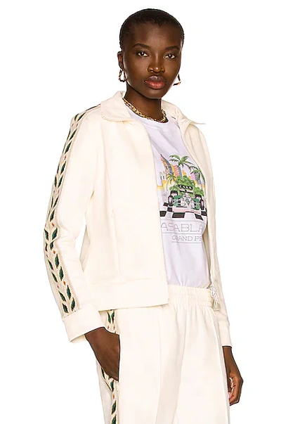 Casablanca Womens Off White Laurel-embroidered Stretch-woven Sweatshirt Xs In Neutrals