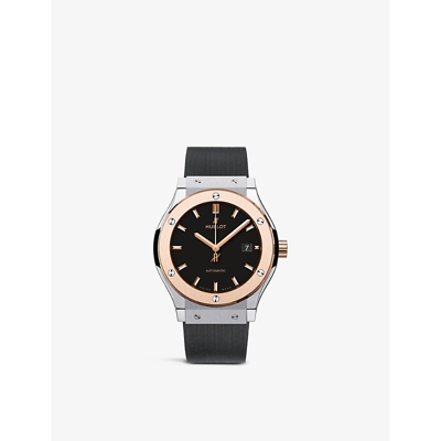 Hublot 542.no.1181.rx Classic Fusion Titanium And Rubber Automatic Watch In Black