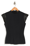 AS BY DF RIO PERFORATED LEATHER CAP SLEEVE NEOPRENE TOP