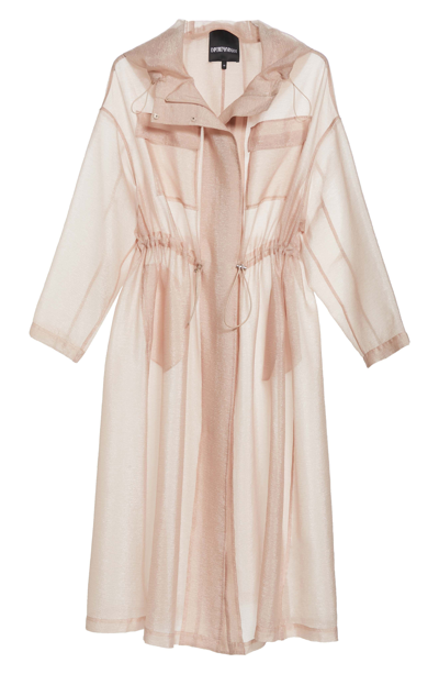 Emporio Armani Techno Crinkle Chiffon Trench Coat In Blush - Main Image