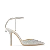 Jimmy Choo 'saeda' Rhinestone Embellished Satin Slingback Pumps In Neutral