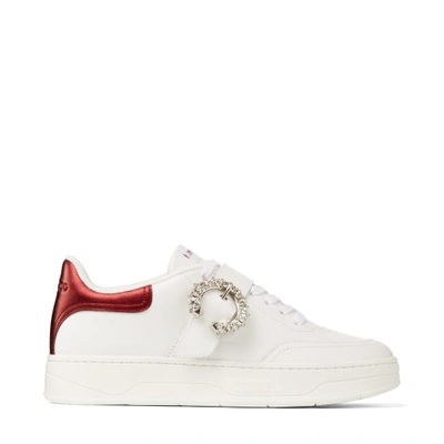 Jimmy Choo Osaka Lace Up In V White/berry Red/crystal