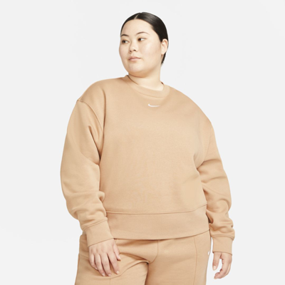 Nike Sportswear Collection Essentials Women's Oversized Fleece Crew In Hemp,white