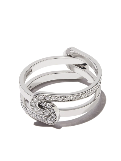 Jem 18kt White Gold Étreintes Diamond Ring In Silver