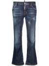 DSQUARED2 BLEACH-EFFECT DISTRESSED KICK-FLARE CROPPED JEANS