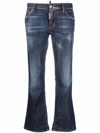 Dsquared2 Bleach-effect Distressed Kick-flare Cropped Jeans In Blue