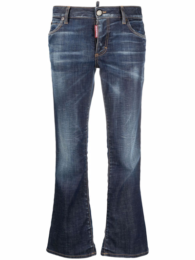 Dsquared2 Bleach-effect Distressed Kick-flare Cropped Jeans In Multi-colored