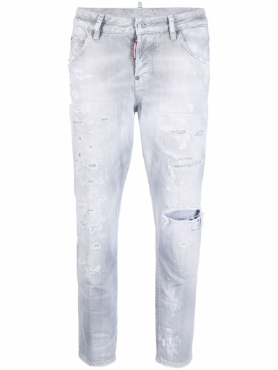 Dsquared2 High Rise Cropped Jeans In Grey