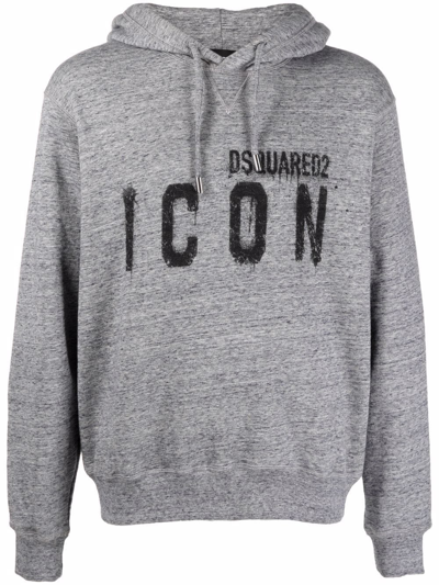 Dsquared2 Icon Logo Print Hoodie In Grey