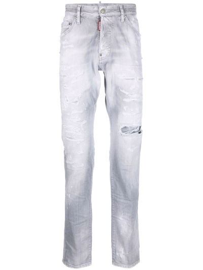 Dsquared2 Mid-rise Distressed Jeans In Grey