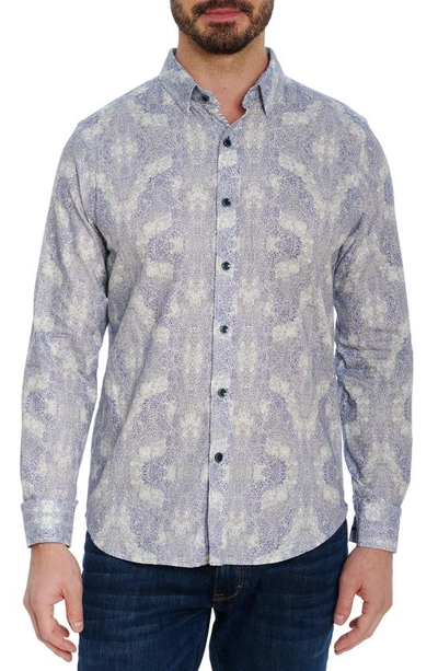 Robert Graham Monterey Cotton Stippled Damask Print Tailored Fit Button Down Shirt In Nocolor