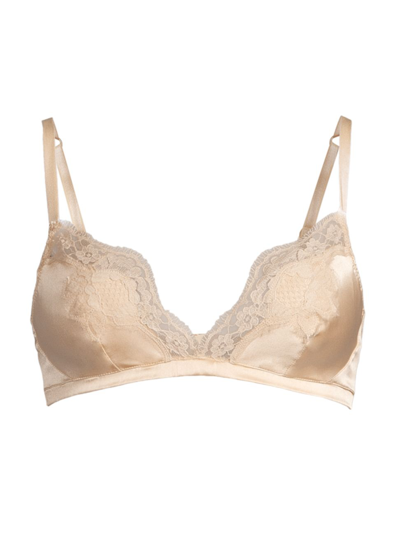 Dolce & Gabbana Satin Lace-trim Soft Triangle Bra In Cipria