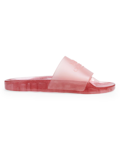 Coach Ulyssa Logo Transparent Slides In Candy Apple/candy Pink
