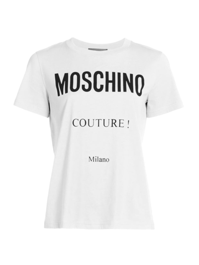 Moschino Women's  Milano Logo T-shirt In Fantasy Print White
