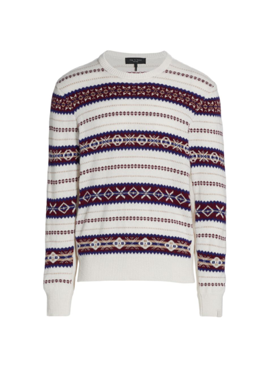 Rag & Bone Wesley Fair Isle Wool Crewneck Sweater In Navy Multi