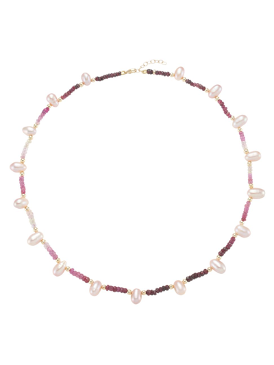 Jia Jia Women's Arizona 14k Gold, Pearl & Ombré Ruby Long Necklace