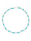 JIA JIA WOMEN'S NEVADA TURQUOISE & FRESHWATER PEARL CANDY NECKLACE,400015313811