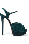 CHRISTIAN LOUBOUTIN IONESCADIVA 150 KNOTTED SUEDE PLATFORM SANDALS