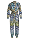 Chufy Patterned Belted Jumpsuit In Calvi Blue