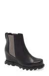 Sorel Joan Of Arctic Iii Waterproof Wedge Chelsea Boot In Black / Quarry