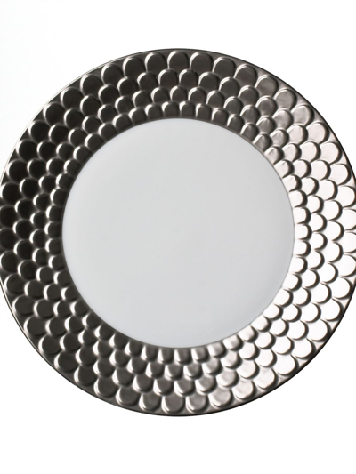 L'objet Aegean Sculpted Dinner Plate In White/platinum
