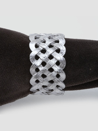 L'objet 4-piece Braided Napkin Ring Set In Platinum