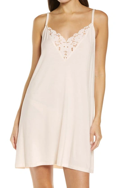 Eberjey Naya Lace-trimmed Stretch-jersey Chemise In Cream