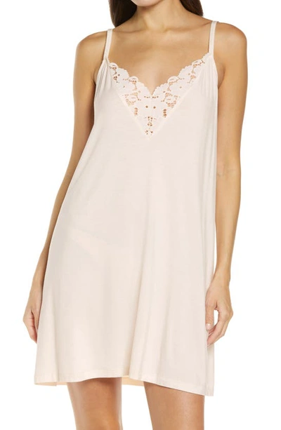 Eberjey Naya Lace-trimmed Stretch-jersey Chemise In Bone