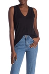 Madewell Whisper Shout Cotton V-neck Tank In True Black