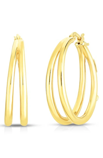 Roberto Coin Oro Classic Double Hoop Earrings In 18kyg