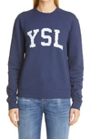 SAINT LAURENT VARSITY YSL LOGO COTTON SWEATSHIRT,666987Y36IP