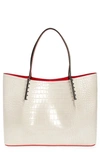 CHRISTIAN LOUBOUTIN LARGE CABAROCK CROC EMBOSSED LEATHER TOTE,3205231