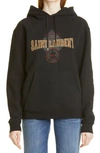 Saint Laurent University Logo Cotton Hoodie In 1050 Noir Blanchi/ Multico