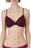 On Gossamer Next To Nothing Micro T-shirt Underwire Bra In Beetroot