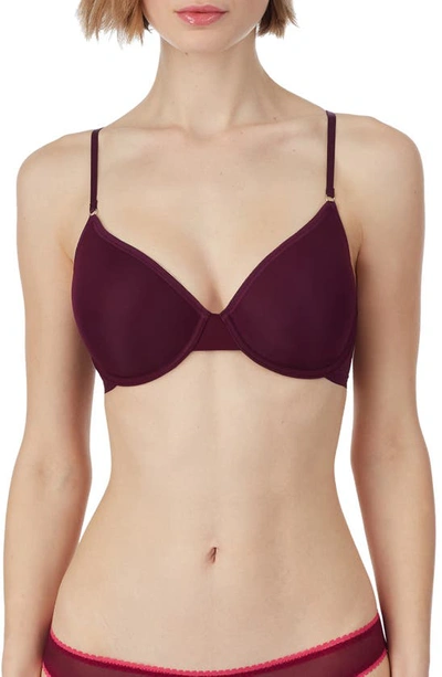 On Gossamer Next To Nothing Micro T-shirt Underwire Bra In Beetroot