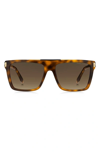 Marc Jacobs 58mm Rectangle Sunglasses In Havana 2 / Brown Gradient